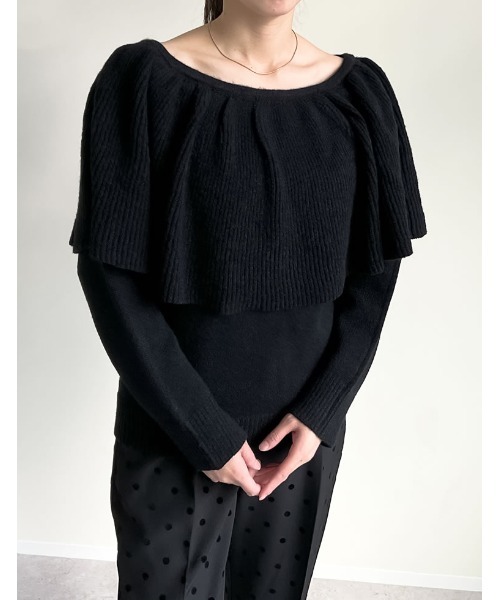 MEISM（ミズム）の「[2024-25 WINTER COLLECTION][MEISM by Re:EDIT]3WAYラッフルフリルニットプルオーバー（ニット/セーター・レディース・ブラック/グレー/アイボリー・MEDIUM/LARGE）」の15枚目の写真