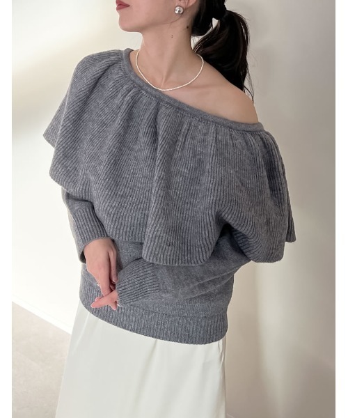 MEISM（ミズム）の「[2024-25 WINTER COLLECTION][MEISM by Re:EDIT]3WAYラッフルフリルニットプルオーバー（ニット/セーター・レディース・ブラック/グレー/アイボリー・MEDIUM/LARGE）」の20枚目の写真