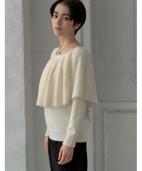 MEISM（ミズム）の「[2024-25 WINTER COLLECTION][MEISM by Re:EDIT]3WAYラッフルフリルニットプルオーバー（ニット/セーター・レディース・ブラック/グレー/アイボリー・MEDIUM/LARGE）」の6枚目の写真