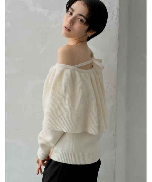 MEISM（ミズム）の「[2024-25 WINTER COLLECTION][MEISM by Re:EDIT]3WAYラッフルフリルニットプルオーバー（ニット/セーター・レディース・ブラック/グレー/アイボリー・MEDIUM/LARGE）」の7枚目の写真