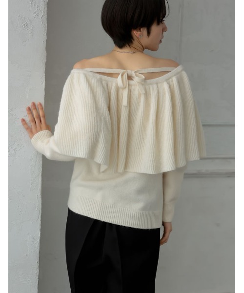 MEISM（ミズム）の「[2024-25 WINTER COLLECTION][MEISM by Re:EDIT]3WAYラッフルフリルニットプルオーバー（ニット/セーター・レディース・ブラック/グレー/アイボリー・MEDIUM/LARGE）」の8枚目の写真