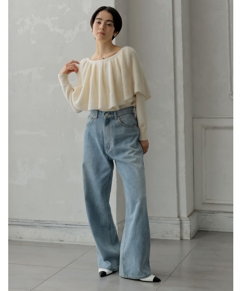 MEISM（ミズム）の「[2024-25 WINTER COLLECTION][MEISM by Re:EDIT]3WAYラッフルフリルニットプルオーバー（ニット/セーター・レディース・ブラック/グレー/アイボリー・MEDIUM/LARGE）」の9枚目の写真