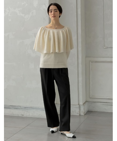MEISM（ミズム）の「[2024-25 WINTER COLLECTION][MEISM by Re:EDIT]3WAYラッフルフリルニットプルオーバー（ニット/セーター・レディース・ブラック/グレー/アイボリー・MEDIUM/LARGE）」の5枚目の写真