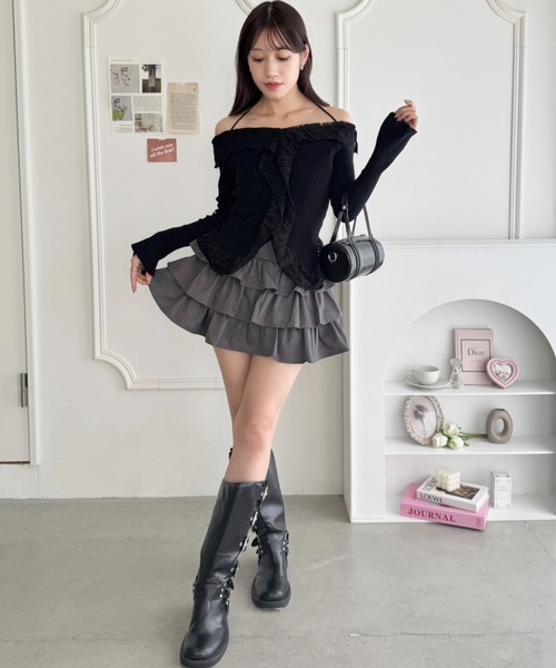 セール】レーストリムホルターネック2WAYトップス（Tシャツ