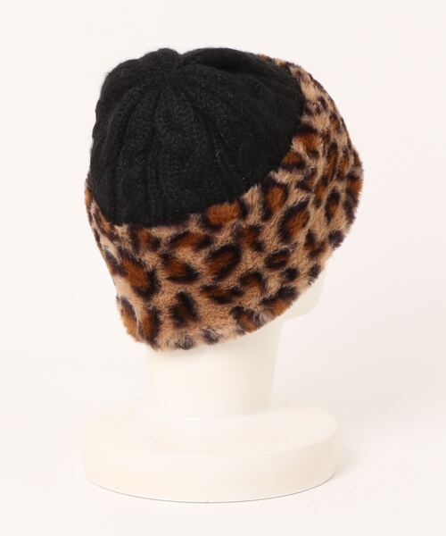 polcadot（ポルカドット）の「ファー切り替えニット（ニットキャップ/ビーニー・レディース・ブラック系/グレイッシュベージュ/アイボリー/ブルー・FREE）」の5枚目の写真