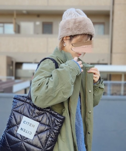 polcadot（ポルカドット）の「ファー切り替えニット（ニットキャップ/ビーニー・レディース・ブラック系/グレイッシュベージュ/アイボリー/ブルー・FREE）」の15枚目の写真