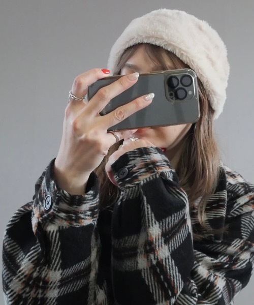 polcadot（ポルカドット）の「ファー切り替えニット（ニットキャップ/ビーニー・レディース・ブラック系/グレイッシュベージュ/アイボリー/ブルー・FREE）」の20枚目の写真