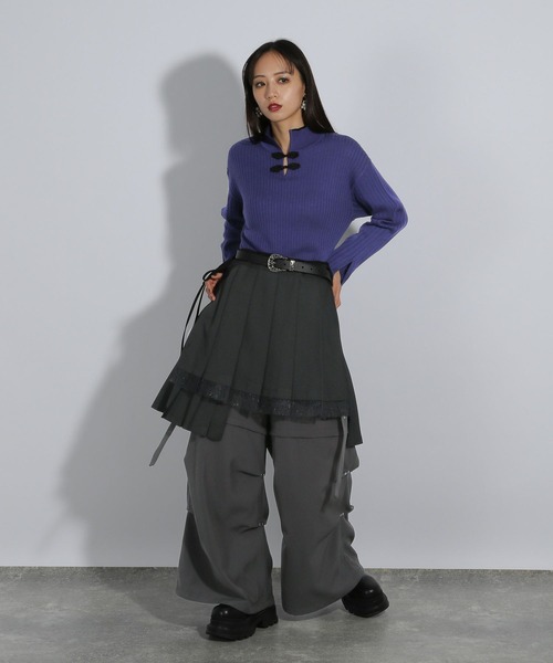 HARE（ハレ）の「プリーツレイヤードマキスカート(HARE)（スカート・レディース・ブラック/チェック・FREE）」の3枚目の写真