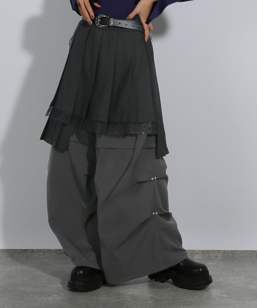 HARE（ハレ）の「プリーツレイヤードマキスカート(HARE)（スカート・レディース・ブラック/チェック・FREE）」の9枚目の写真