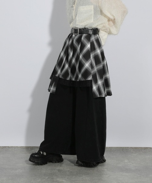 HARE（ハレ）の「プリーツレイヤードマキスカート(HARE)（スカート・レディース・ブラック/チェック・FREE）」の11枚目の写真