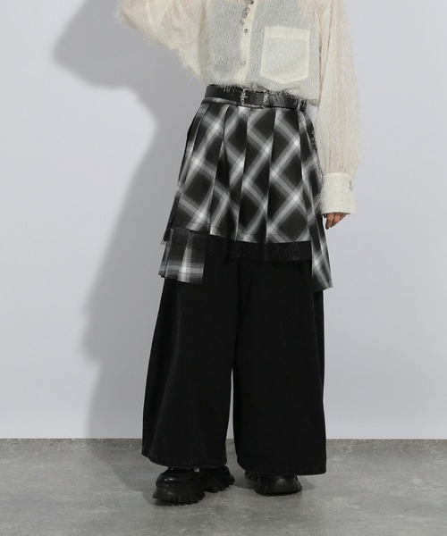 HARE（ハレ）の「プリーツレイヤードマキスカート(HARE)（スカート・レディース・ブラック/チェック・FREE）」の12枚目の写真