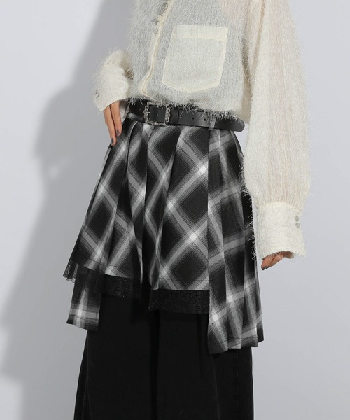 HARE（ハレ）の「プリーツレイヤードマキスカート(HARE)（スカート・レディース・ブラック/チェック・FREE）」の13枚目の写真