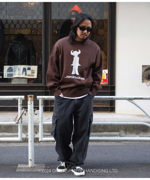 Right-on(ライトオン)の「別注 バンドダブルジャカードニット(ニット/セーター・メンズ・ネイビー/ダークグレー/ホワイト/ブラウン・M/L/XL)」の8枚目の写真