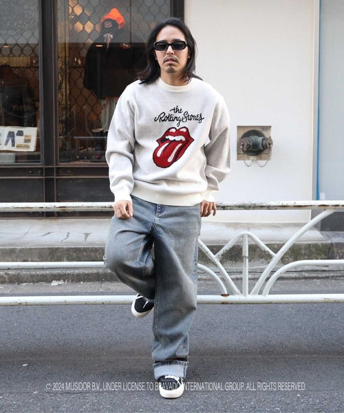 Right-on(ライトオン)の「別注 バンドダブルジャカードニット(ニット/セーター・メンズ・ネイビー/ダークグレー/ホワイト/ブラウン・M/L/XL)」の11枚目の写真