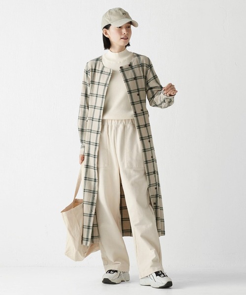 Sunny clouds（サニークラウズ）の「サニークラウズ　チェックのワンピコート〈レディース〉（ワンピース・レディース・ベージュ系その他・MP/M/L/LL/3L）」の7枚目の写真