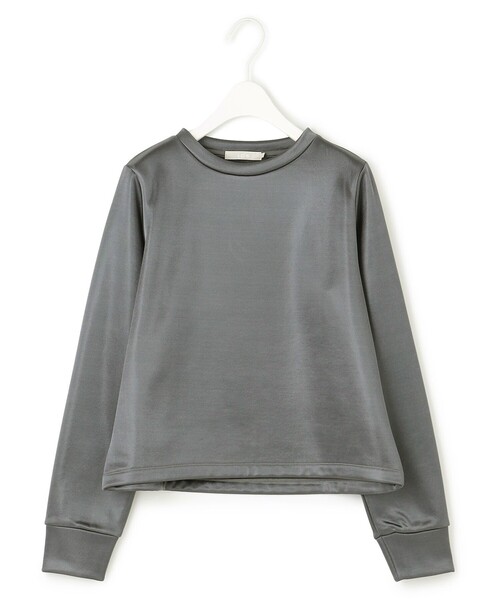 tシャツ 「洗える」サテンボンディング クルーネックプルオーバー レディース セール】【洗える】サテンボンディング クルーネックプル