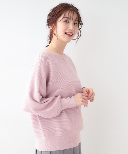 DRESKIP（ドレスキップ）の「【洗える】大人の上品コーデに お袖ビジュー釦付きリブドルマンニット（ニット/セーター・レディース・ピンク系/ブラック/イエロー系その他/オフホワイト/グレー・01/02/03）」の7枚目の写真