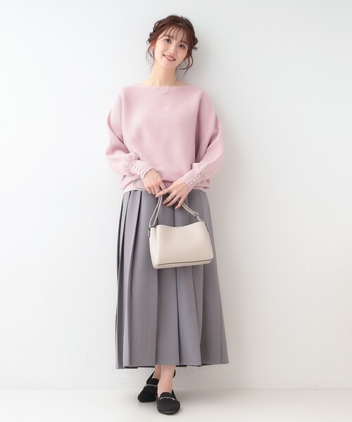 DRESKIP（ドレスキップ）の「【洗える】大人の上品コーデに お袖ビジュー釦付きリブドルマンニット（ニット/セーター・レディース・ピンク系/ブラック/イエロー系その他/オフホワイト/グレー・01/02/03）」の8枚目の写真