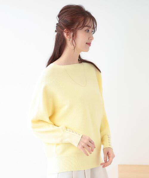 DRESKIP（ドレスキップ）の「【洗える】大人の上品コーデに お袖ビジュー釦付きリブドルマンニット（ニット/セーター・レディース・ピンク系/ブラック/イエロー系その他/オフホワイト/グレー・01/02/03）」の11枚目の写真
