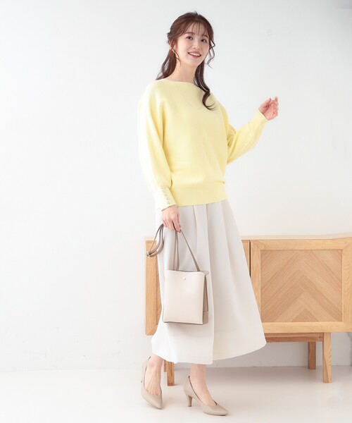 DRESKIP（ドレスキップ）の「【洗える】大人の上品コーデに お袖ビジュー釦付きリブドルマンニット（ニット/セーター・レディース・ピンク系/ブラック/イエロー系その他/オフホワイト/グレー・01/02/03）」の12枚目の写真