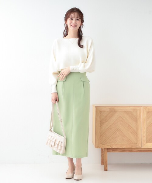 DRESKIP（ドレスキップ）の「【洗える】大人の上品コーデに お袖ビジュー釦付きリブドルマンニット（ニット/セーター・レディース・ピンク系/ブラック/イエロー系その他/オフホワイト/グレー・01/02/03）」の16枚目の写真