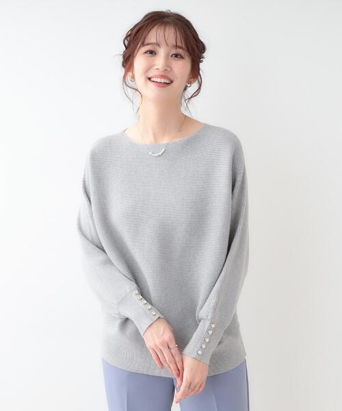 DRESKIP（ドレスキップ）の「【洗える】大人の上品コーデに お袖ビジュー釦付きリブドルマンニット（ニット/セーター・レディース・ピンク系/ブラック/イエロー系その他/オフホワイト/グレー・01/02/03）」の18枚目の写真