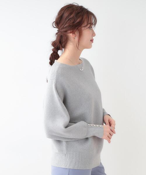 DRESKIP（ドレスキップ）の「【洗える】大人の上品コーデに お袖ビジュー釦付きリブドルマンニット（ニット/セーター・レディース・ピンク系/ブラック/イエロー系その他/オフホワイト/グレー・01/02/03）」の19枚目の写真