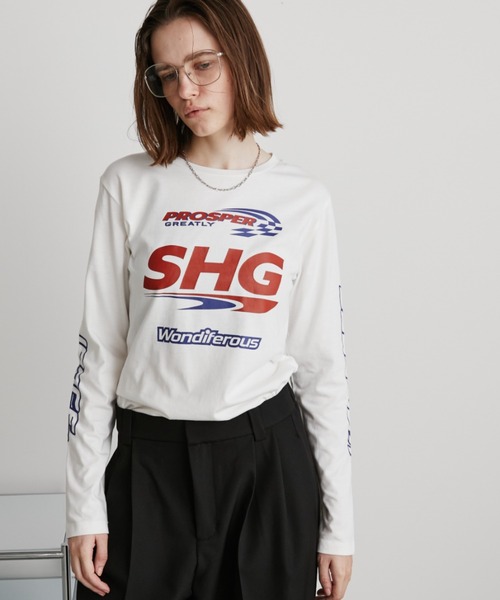 Auntie Rosa Holiday(アンティローザホリデー)の「スポンサーロゴプリントロンTEE(Tシャツ/カットソー・レディース・オフホワイト/チャコールグレー・FREE)」の4枚目の写真