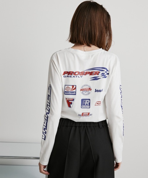 Auntie Rosa Holiday(アンティローザホリデー)の「スポンサーロゴプリントロンTEE(Tシャツ/カットソー・レディース・オフホワイト/チャコールグレー・FREE)」の8枚目の写真