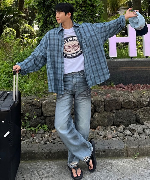 B.R.U(ブル)の「サッカーチェックルーズシャツ(シャツ/ブラウス・メンズ・グレー/ブルー・FREE)」の18枚目の写真