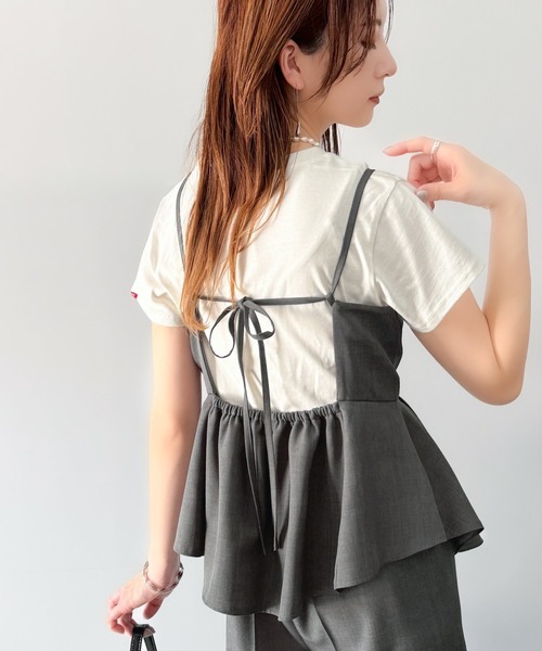 classicalelf(クラシカルエルフ)の「ナチュラルに映える!バックリボンキャミフレアサロペット(サロペット/オーバーオール・レディース・ブラック/ベージュ/チャコール・LARGE/MEDIUM/SMALL/X-LARGE)」の13枚目の写真