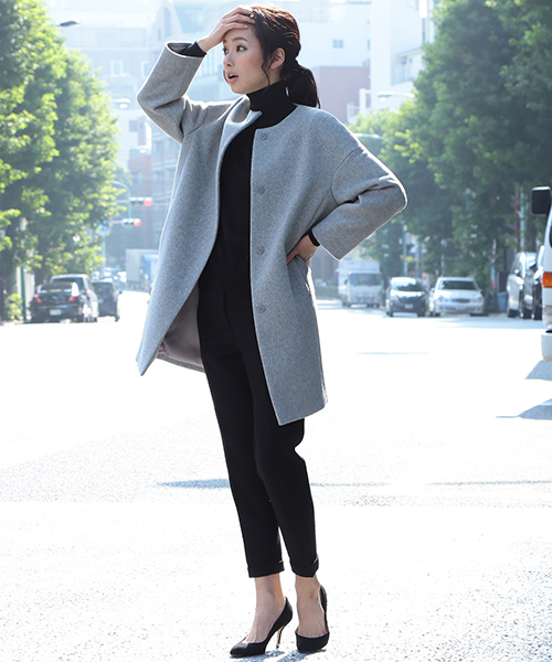 Demi-Luxe BEAMS（デミルクス ビームス）の「【Oggi12月号掲載】Demi-Luxe BEAMS / カシミヤ混 コクーンコート（その他アウター・レディース・ライトグレー/ブラック・38/36）」の9枚目の写真