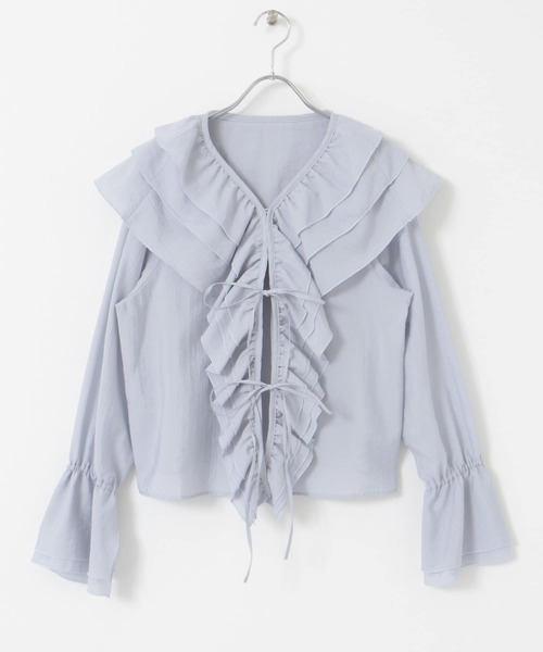 グレー リボン付きシャツ サイズF グレンチェックリボンブラウス【AOKI公式通販】