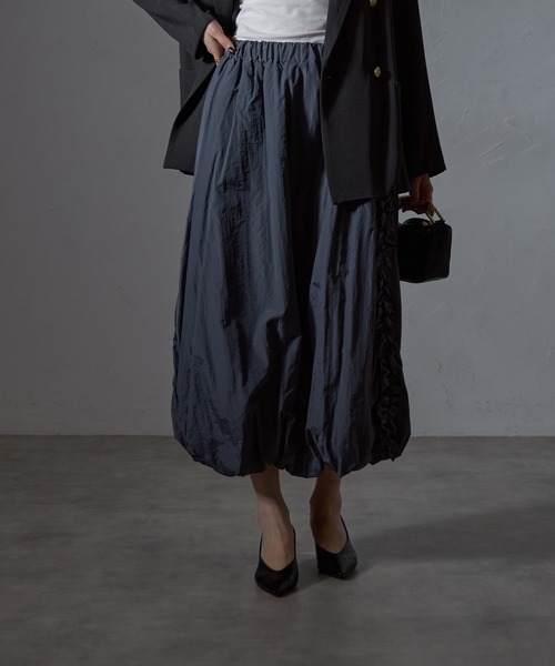 each(イーチ)の「サイドフリルバルーンミディスカート(スカート・レディース・グレー/ブラック/カーキ・FREE)」の14枚目の写真