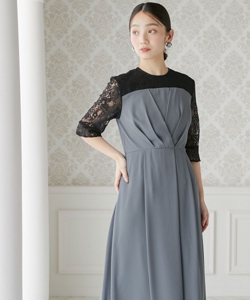 Jolie et Jolie(ジョリーエジョリー)の「タックデザインワンピース+レースワイドパンツ(パンツドレス・レディース・ネイビー/グレー系・M/L/LL/3L/4L/5L)」の13枚目の写真