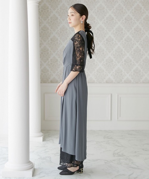 Jolie et Jolie(ジョリーエジョリー)の「タックデザインワンピース+レースワイドパンツ(パンツドレス・レディース・ネイビー/グレー系・M/L/LL/3L/4L/5L)」の14枚目の写真