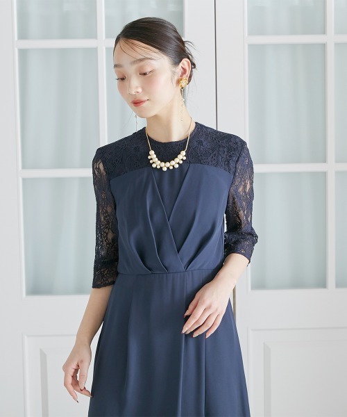 Jolie et Jolie(ジョリーエジョリー)の「タックデザインワンピース+レースワイドパンツ(パンツドレス・レディース・ネイビー/グレー系・M/L/LL/3L/4L/5L)」の16枚目の写真