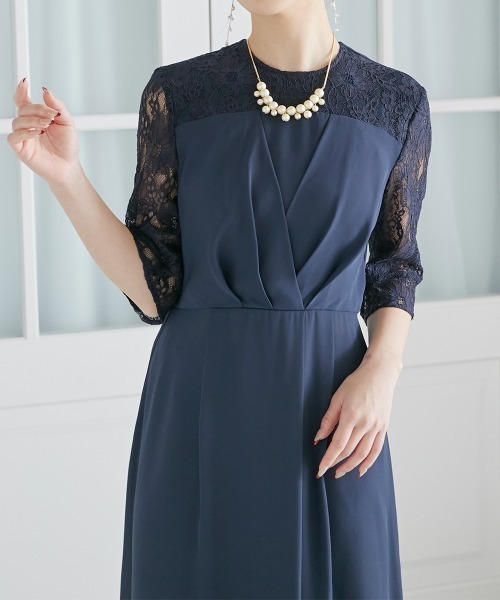 Jolie et Jolie(ジョリーエジョリー)の「タックデザインワンピース+レースワイドパンツ(パンツドレス・レディース・ネイビー/グレー系・M/L/LL/3L/4L/5L)」の17枚目の写真