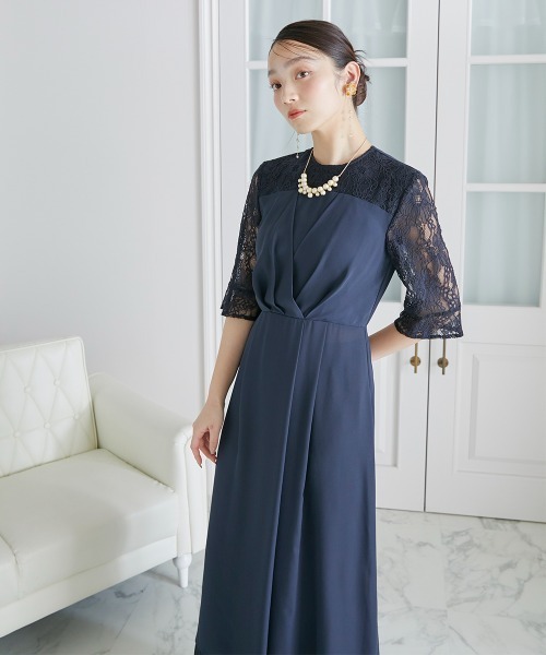 Jolie et Jolie(ジョリーエジョリー)の「タックデザインワンピース+レースワイドパンツ(パンツドレス・レディース・ネイビー/グレー系・M/L/LL/3L/4L/5L)」の19枚目の写真