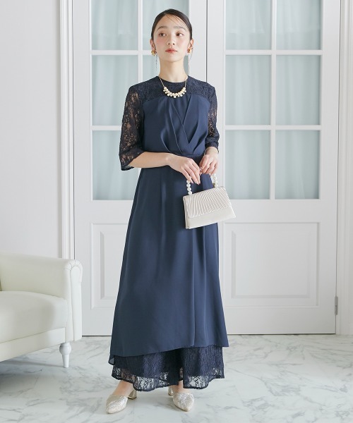 Jolie et Jolie(ジョリーエジョリー)の「タックデザインワンピース+レースワイドパンツ(パンツドレス・レディース・ネイビー/グレー系・M/L/LL/3L/4L/5L)」の20枚目の写真