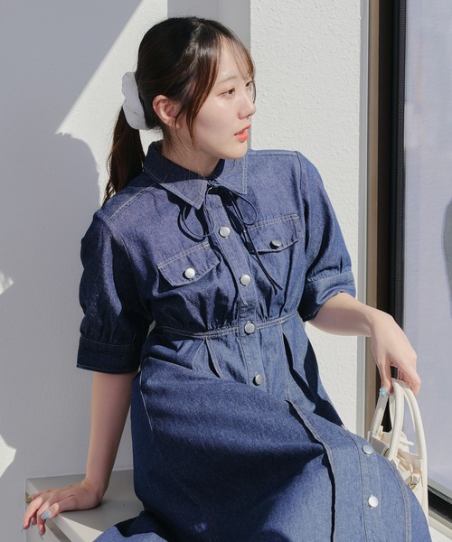 Another Branch olive des olive(アナザーブランチオリーブデオリーブ)の「【SNSで紹介】デニム丈違いワンピース(ワンピース・レディース・ブラック/ブルー・SMALL/MEDIUM)」の7枚目の写真