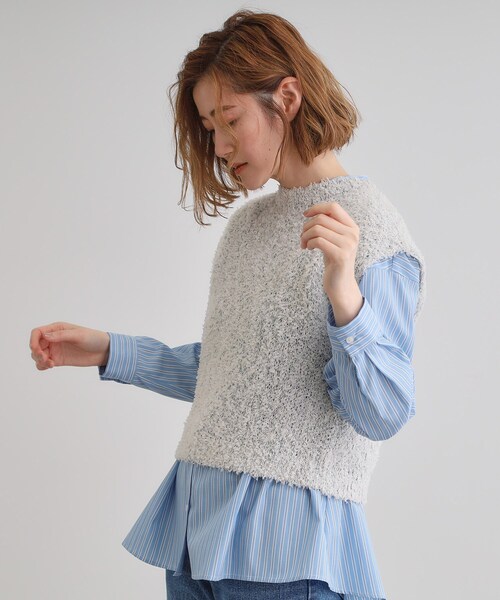 grove（グローブ）の「ラメリリーニットベスト（ベスト・レディース・オフホワイト/グレイッシュベージュ・02/01/03）」の4枚目の写真