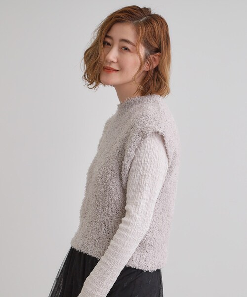 grove（グローブ）の「ラメリリーニットベスト（ベスト・レディース・オフホワイト/グレイッシュベージュ・02/01/03）」の8枚目の写真