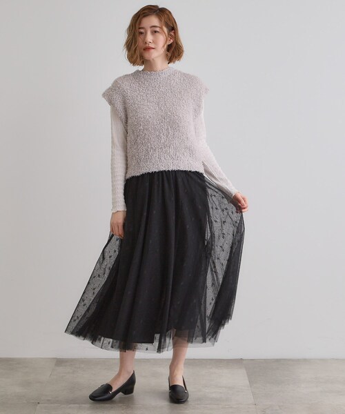 grove（グローブ）の「ラメリリーニットベスト（ベスト・レディース・オフホワイト/グレイッシュベージュ・02/01/03）」の9枚目の写真