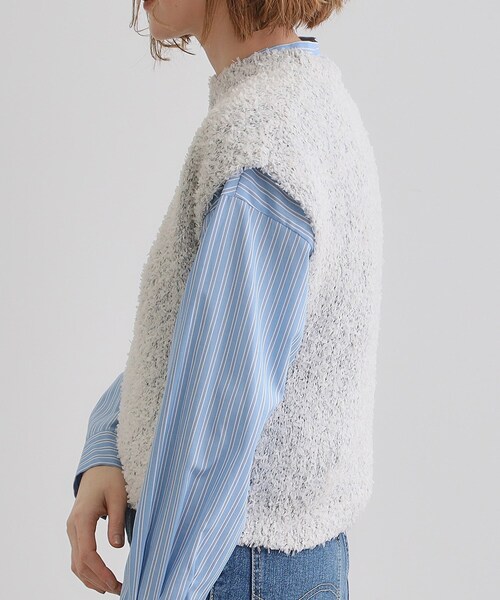 grove（グローブ）の「ラメリリーニットベスト（ベスト・レディース・オフホワイト/グレイッシュベージュ・02/01/03）」の12枚目の写真