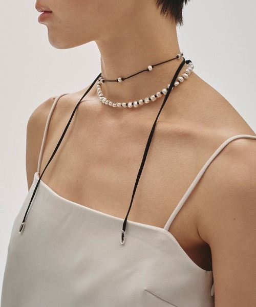 TODAYFUL(トゥデイフル)の「【TODAYFUL/トゥデイフル】Pearl Ribbon Choker/パールリボンチョーカー(ネックレス・レディース・キナリ/ブラック・FREE)」の8枚目の写真