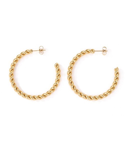 AKEL(アケル)の「【AKEL】アケル/ ツイストフープピアス/金属アレルギー対応(サージカルステンレス)(ピアス(両耳用)・レディース・シルバー/ゴールド・FREE)」の3枚目の写真