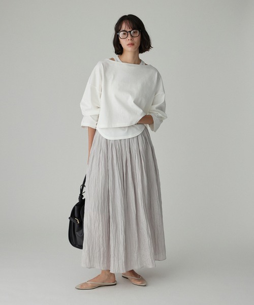BABYLONE(バビロン)の「ワイドショートT×タンクSET(アンサンブル・レディース・チャコール/カーキ/ホワイト/ベージュ・フリー)」の7枚目の写真