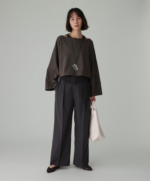BABYLONE(バビロン)の「ワイドショートT×タンクSET(アンサンブル・レディース・チャコール/カーキ/ホワイト/ベージュ・フリー)」の15枚目の写真