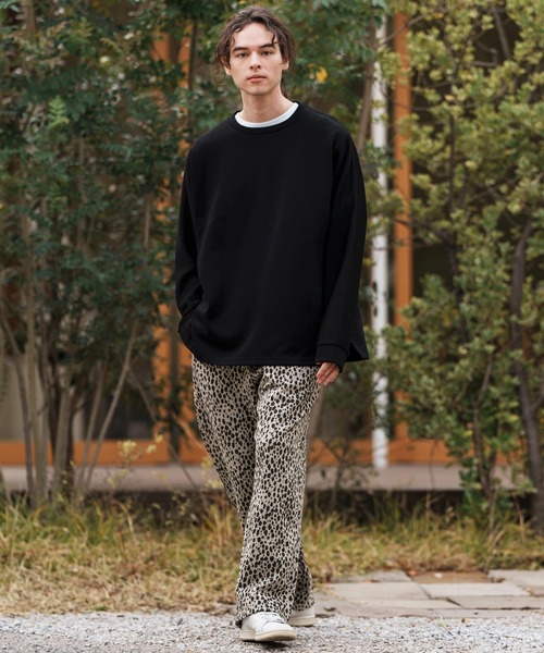 CAMBIO(カンビオ)の「mp13311-Leopard Wide Straight Sweat Pants スウェットパンツ(スウェットパンツ・メンズ・グレイッシュベージュ/チャコール・S/M/L)」の6枚目の写真